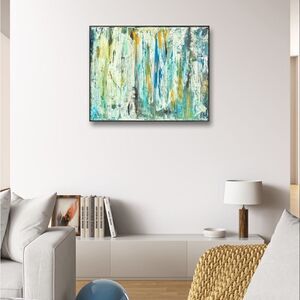 Modern Acrylic Painting 16*20 inches blue green white on Canvas Wall Art